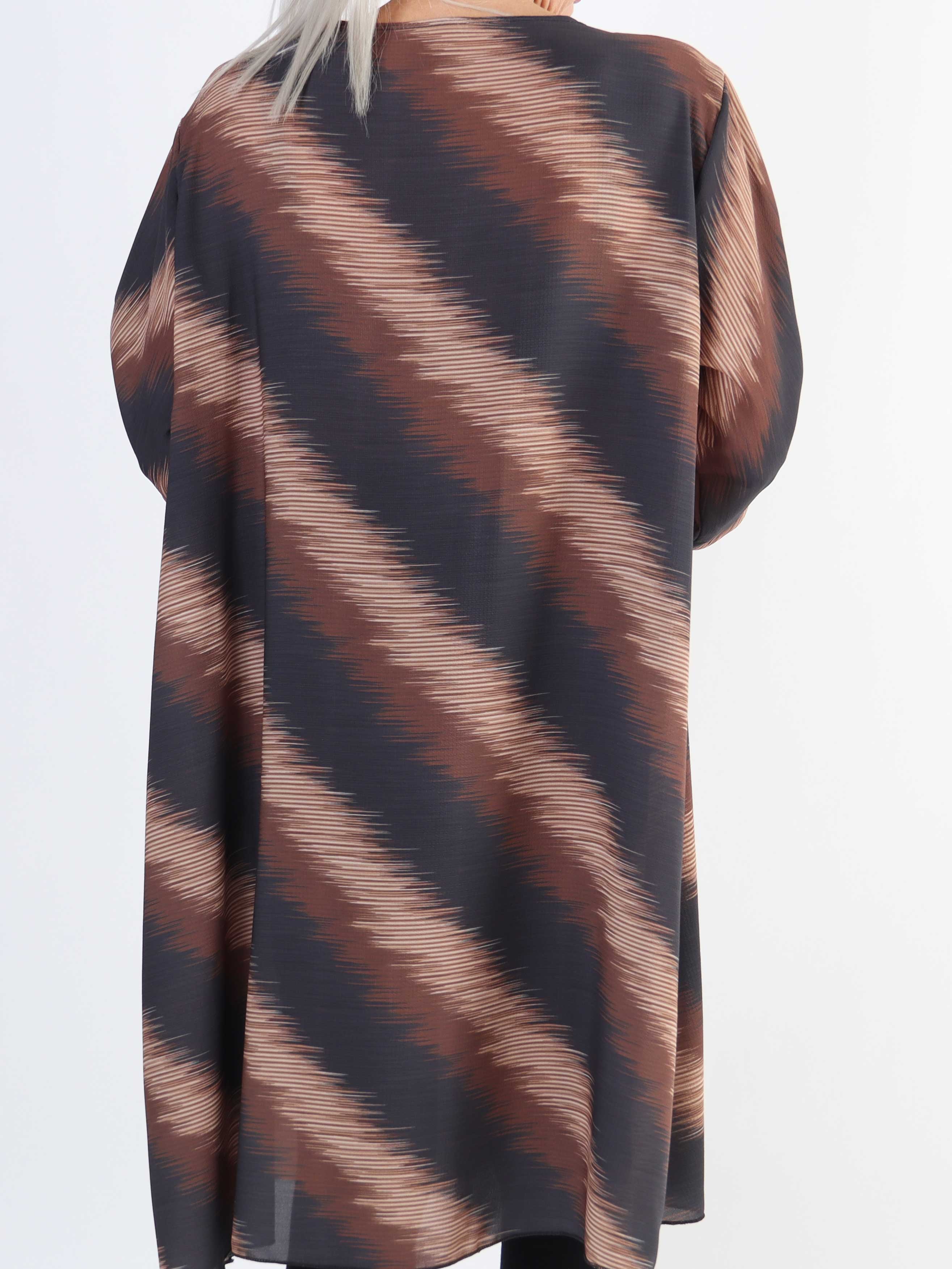 Claudia Stripe Dress - Plus size tunikakjole med print og lynlås